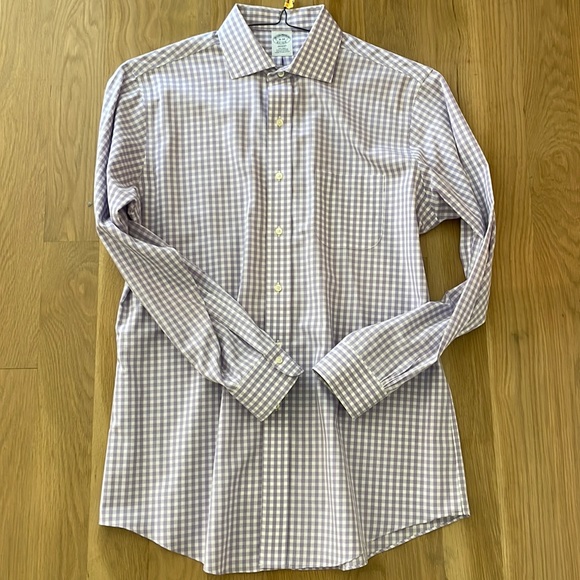 Brooks Brothers Est.1818 REGENT FIT Gingham Check Long-Sleeve Button-Down Check Shirt, Men's Size L (approx.) cotton black type Vintage Second Hand